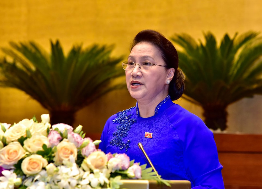 Chủ tịch Quốc hội Nguyễn Thị Kim Ngân phát biểu bế mạc kỳ họp - Ảnh Nhật Minh