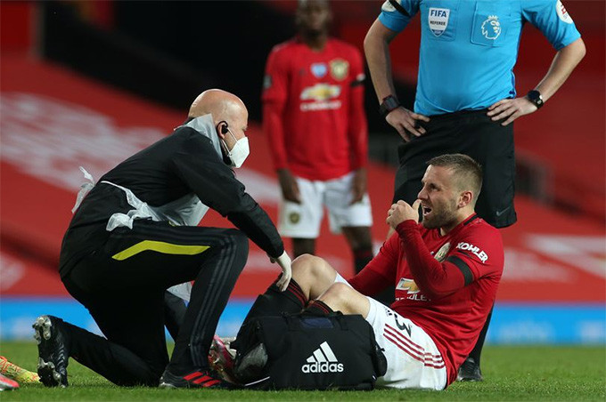Luke Shaw dính chấn thương ở cổ chân.