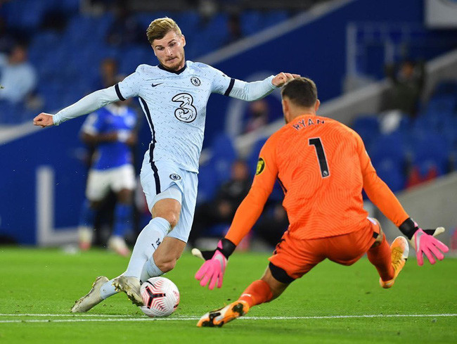 Timo Werner đã chơi nỗ lực trong trận đấu với Brighton.