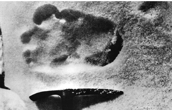 Dấu chân trên tuyết trắng được cho là của người tuyết.