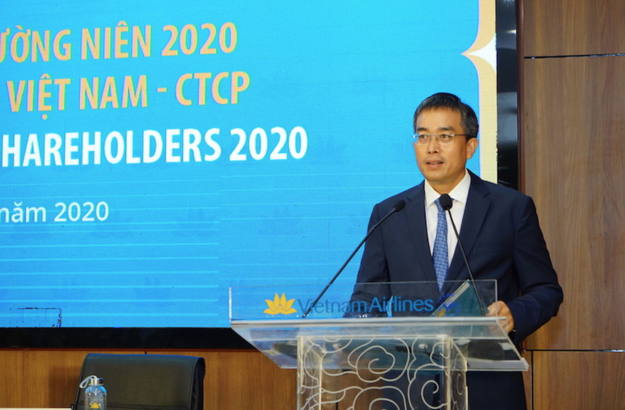 Ông Đặng Ngọc Hoà phát biểu sau khi được bầu làm Chủ tịch HĐQT Vietnam Airlines sáng 10/8. 