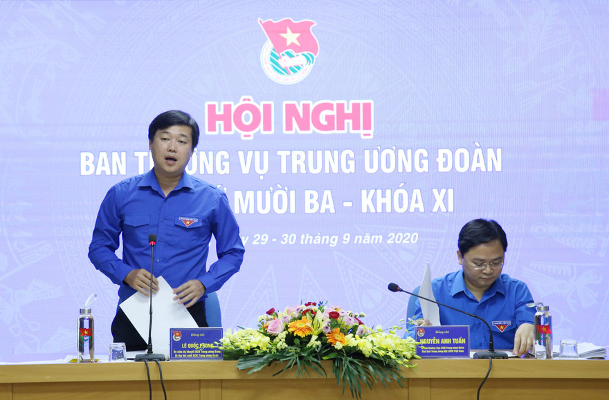 Anh Lê Quốc Phong, Ủy viên dự khuyết BCH T.Ư Đảng, Bí thư thứ nhất T.Ư Đoàn phát biểu khai mạc Hội nghị.