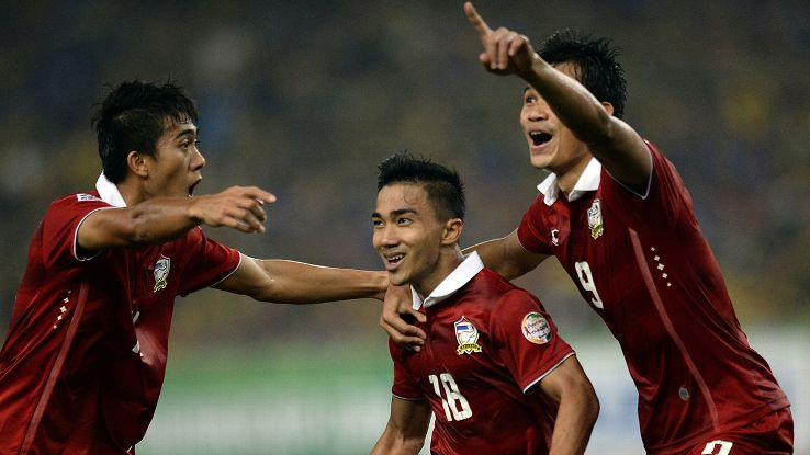 Niềm vui của các cầu thủ Thái Lan.