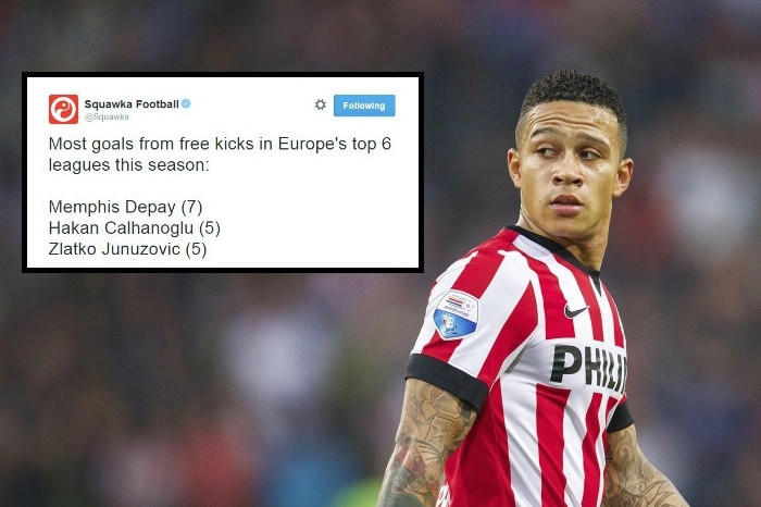 Depay rất hiệu quả ở những tình huống đá phạt.