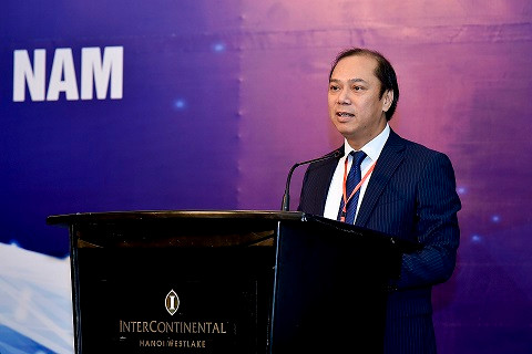 Thứ trưởng Bộ Ngoại giao Nguyễn Quốc Dũng, Trưởng SOM ASEAN-Việt Nam phát biểu tại tọa đàm. Ảnh: PV