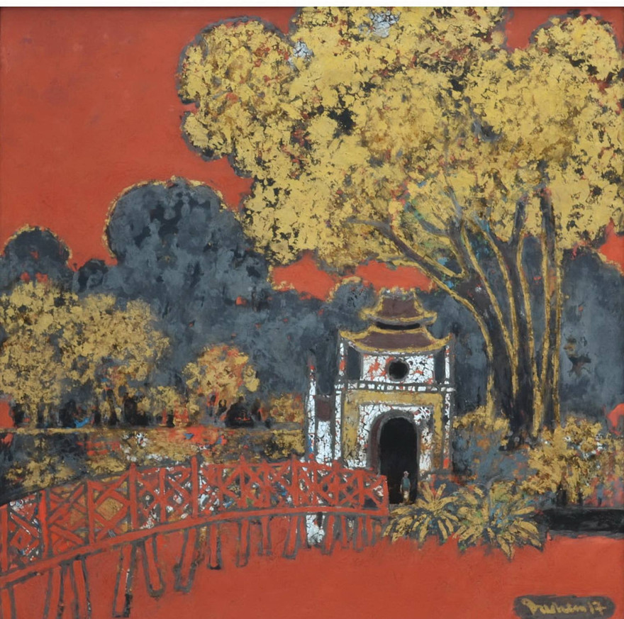 Tác phẩm "Đền Ngọc Sơn" của họa sỹ Dương Sen.