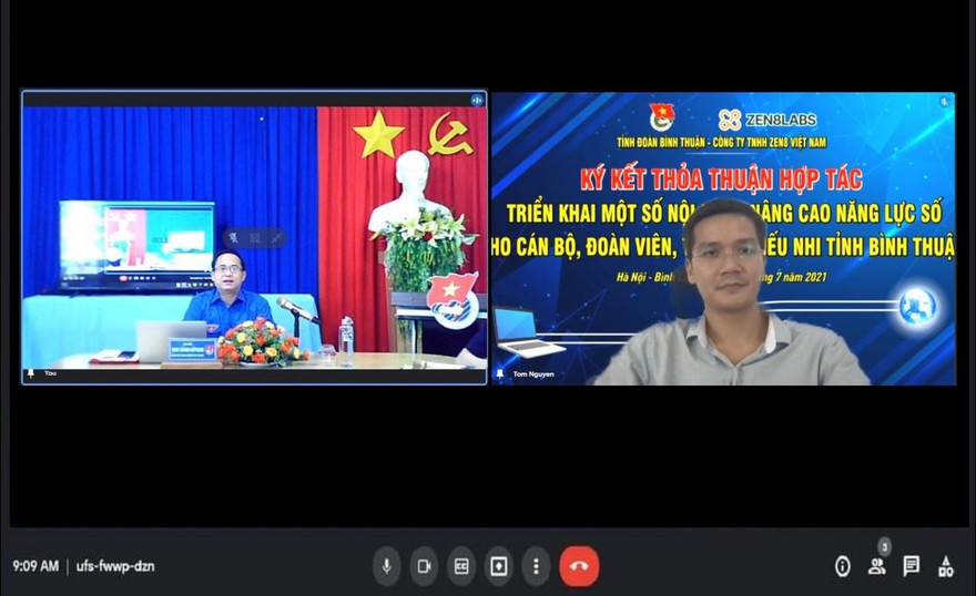 Tình Đoàn Bình Thuận và CTy TNHH ZEN8 Việt Nam ký kết chương trình phối hợp về nâng cao năng lực chuyển đổi số cho đoàn viên, thanh niên trong toàn tỉnh bằng hình thức trực tuyến