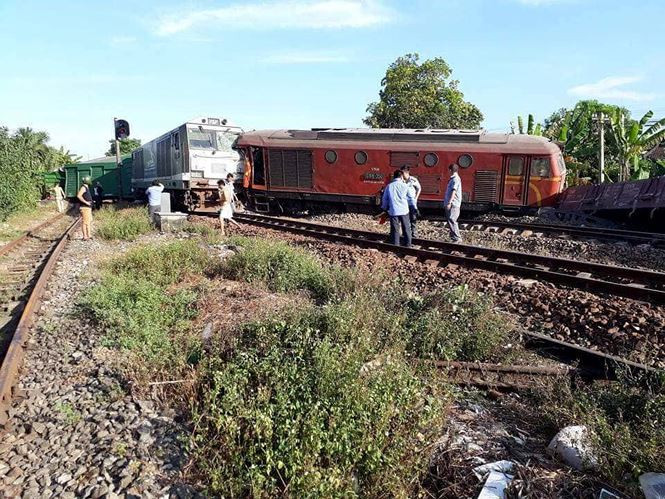 Hiện trường vụ 2 tàu hàng đâm nhau trong ga Núi Thành, Quảng Nam.