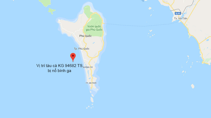 Vị trí tàu cá gặp nạn.