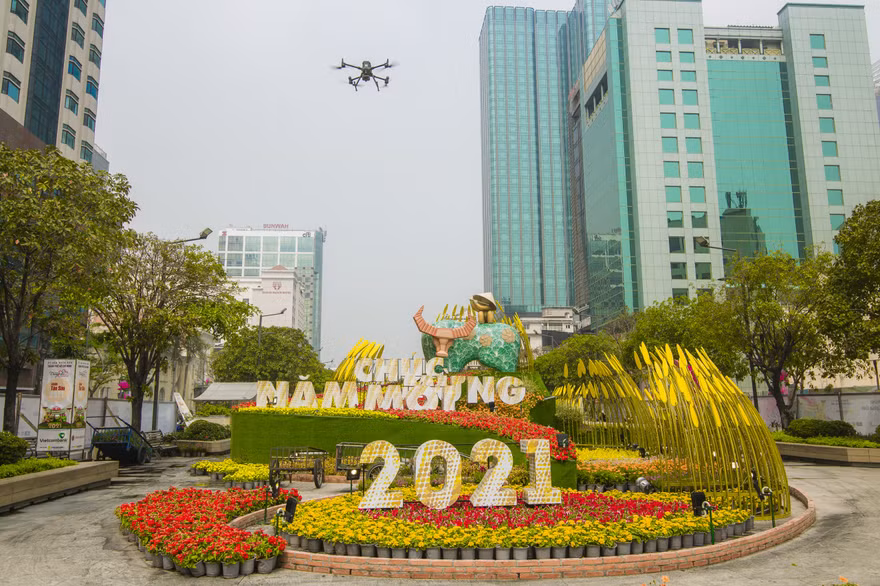 Đại cảnh cổng kết được ghi lai từ flycam