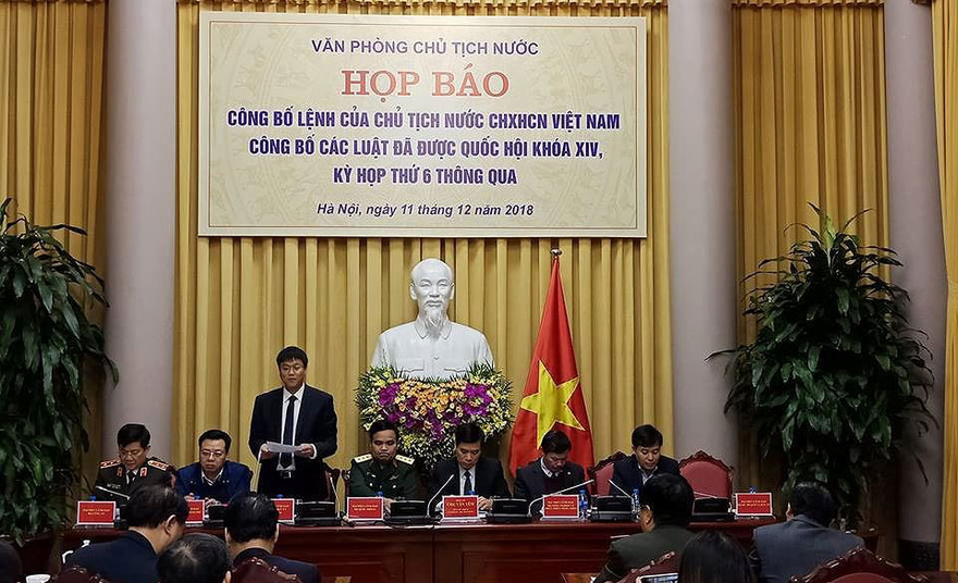 Văn phòng Chủ tịch nước họp báo công bố Lệnh của Chủ tịch nước về 9 luật đã được Quốc hội thông qua tại kỳ họp thứ 6, Quốc hội khóa 14