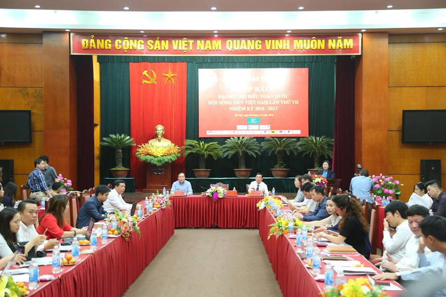 Hội Nông dân Việt Nam họp báo Đại hội đại biểu toàn quốc Hội Nông dân Việt Nam lần thứ VII nhiệm kỳ 2018- 2023. Ảnh DV