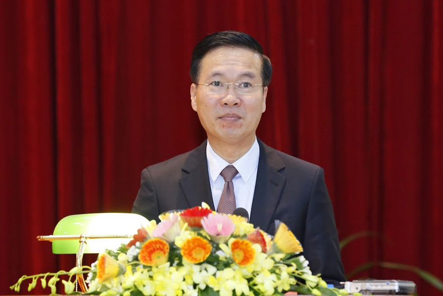 Trưởng Ban Tuyên giáo Trung ương Võ Văn Thưởng phát biểu tại hội nghị