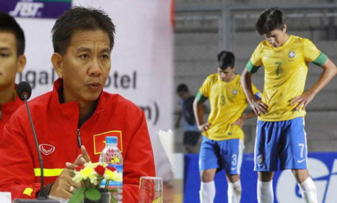 HLV Hoàng Anh Tuấn tiếc vì U20 Brazil bị loại.