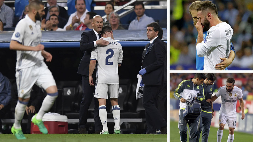 Dani Carvajal dính chấn thương bắp đùi khá nghiêm trọng.