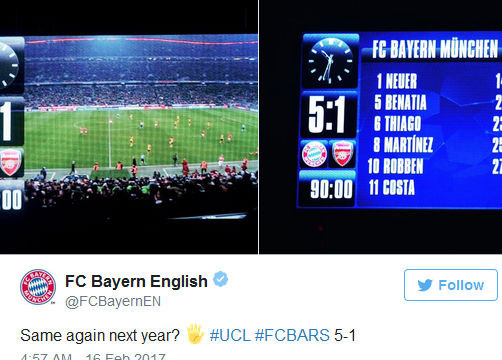 Bayern Munich xát muối vào nỗi đau của Arsenal.