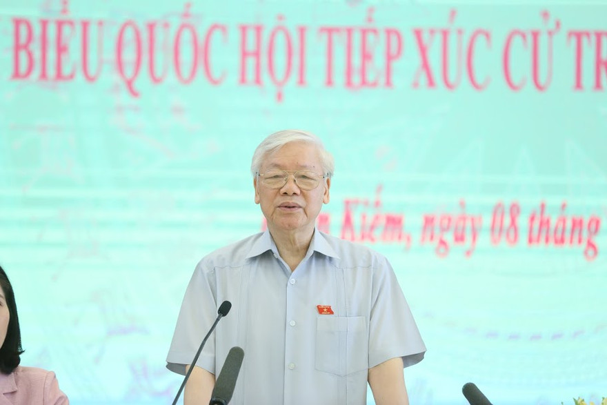 Tổng Bí thư Nguyễn Phú Trọng tại buổi tiếp xúc cử tri sáng 8/10