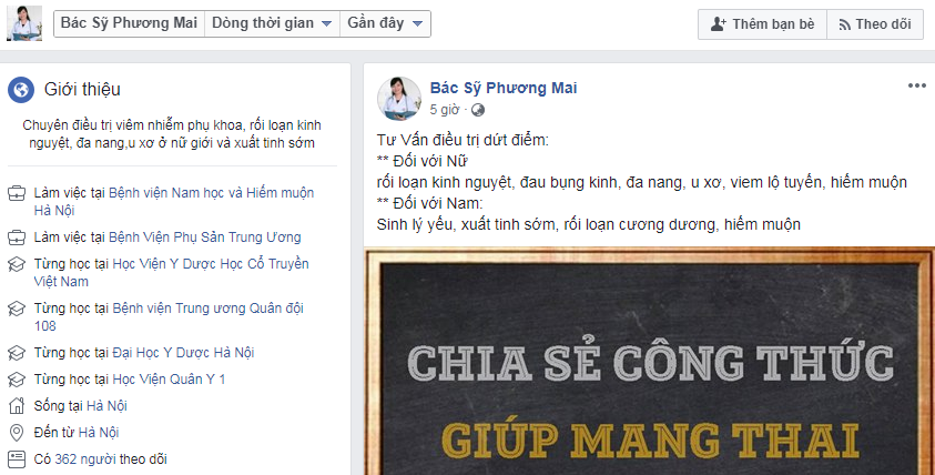 Nhiều trang facebook giả mạo BS của BV Bưu điện lừa đảo người dân chữa vô sinh, hiếm muộn.