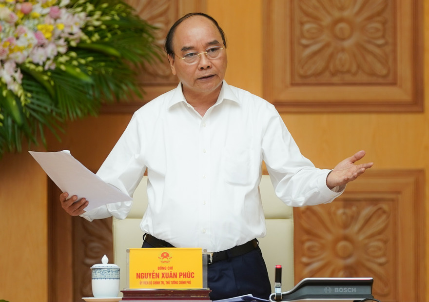 Thủ tướng Nguyễn Xuân Phúc phát biểu tại cuộc họp - Ảnh: VGP