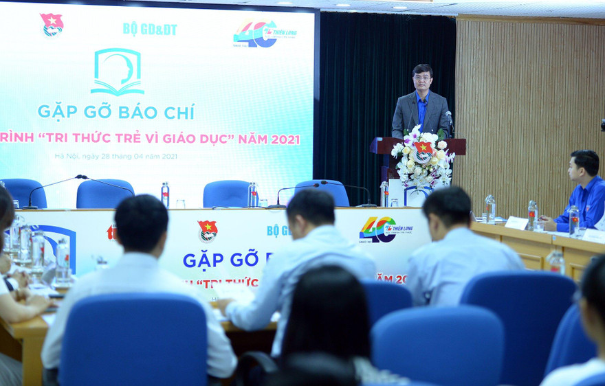 Anh Bùi Quang Huy, Ủy viên dự khuyết T.Ư Đảng, Bí thư Thường trực T.Ư Đoàn, Chủ tịch T.Ư Hội SVVN phát biểu tại chương trình. Ảnh: Dương Triều