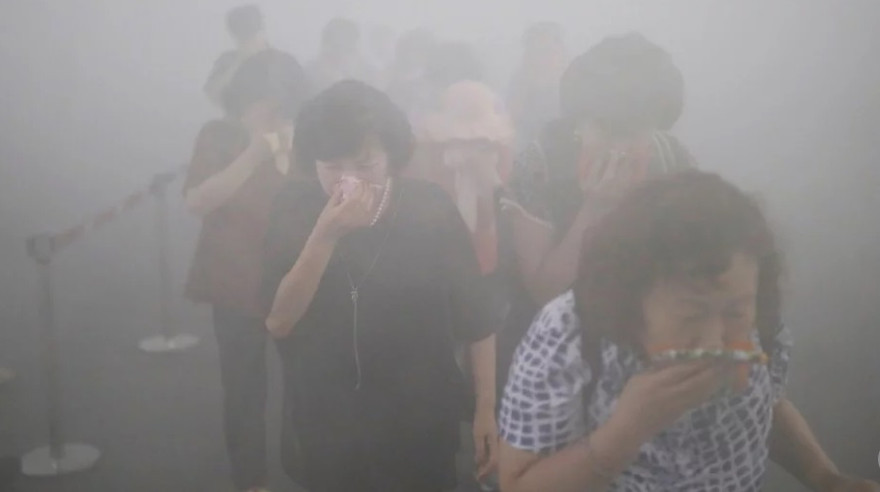 Diễn tập dân sự tại Hàn Quốc. Ảnh:Reuters