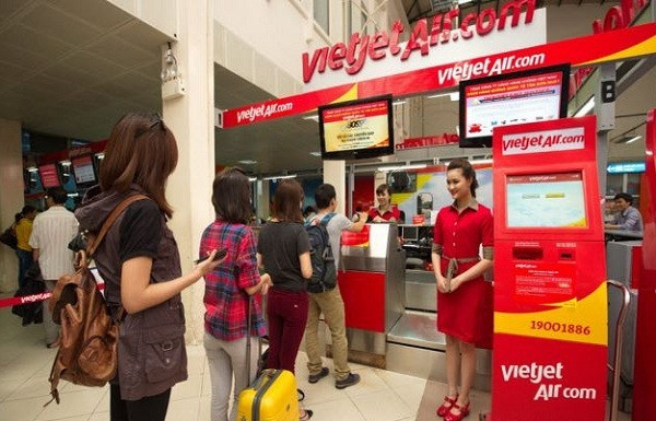 Quầy thủ tục của Vietjet Air.