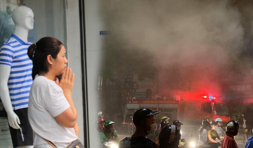 Chị Trang cầu nguyện cho nạn nhân vụ cháy