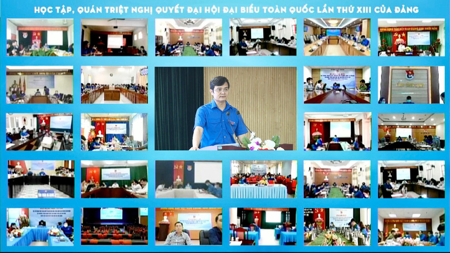 Hội nghị diễn ra dưới hình thức trực tuyến, với 65 điểm cầu tại các tỉnh, thành đoàn, đoàn trực thuộc và hơn 3.600 điểm cầu cấp huyện, cơ sở. Ảnh: Lâm Đăng Hải