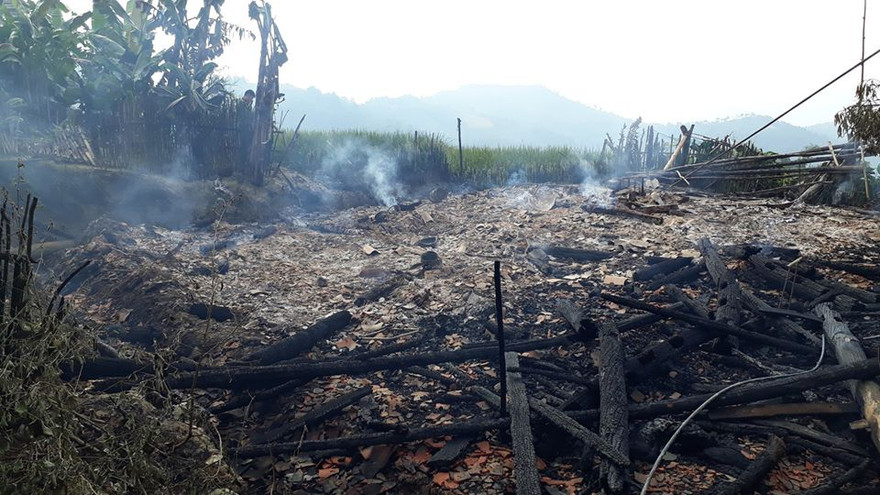 Hiện trường vụ hỏa hoạn. Ảnh: Trịnh Hồ