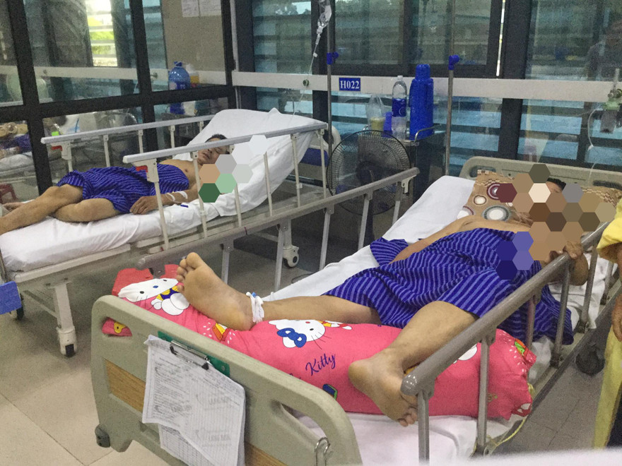 Các nạn nhân ngộ độc, phải cấp cứu tại bệnh viện do ăn hoa chuông rừng .Ảnh: Duy Chiến 