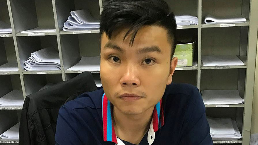 Đối tượng San tại cơ quan công an *ảnh: TL