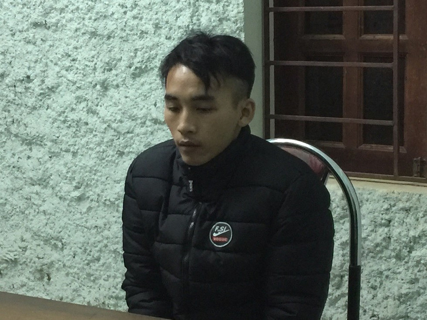 Đối tượng Quốc tại cơ quan công an .Ảnh: Thanh Duyên