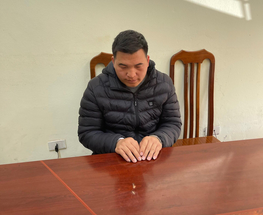 Đối tượng Lang tại cơ quan công an Lạng Sơn .Ảnh: Duy Chiến 