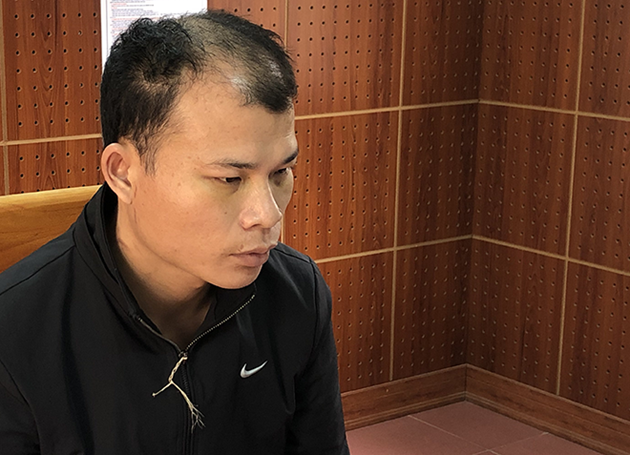 Đối tượng Bé tại cơ quan điều tra .Ảnh: TL