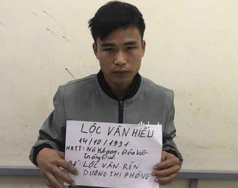 Đối tượng Hiếu tại cơ quan công an .Ảnh: TL