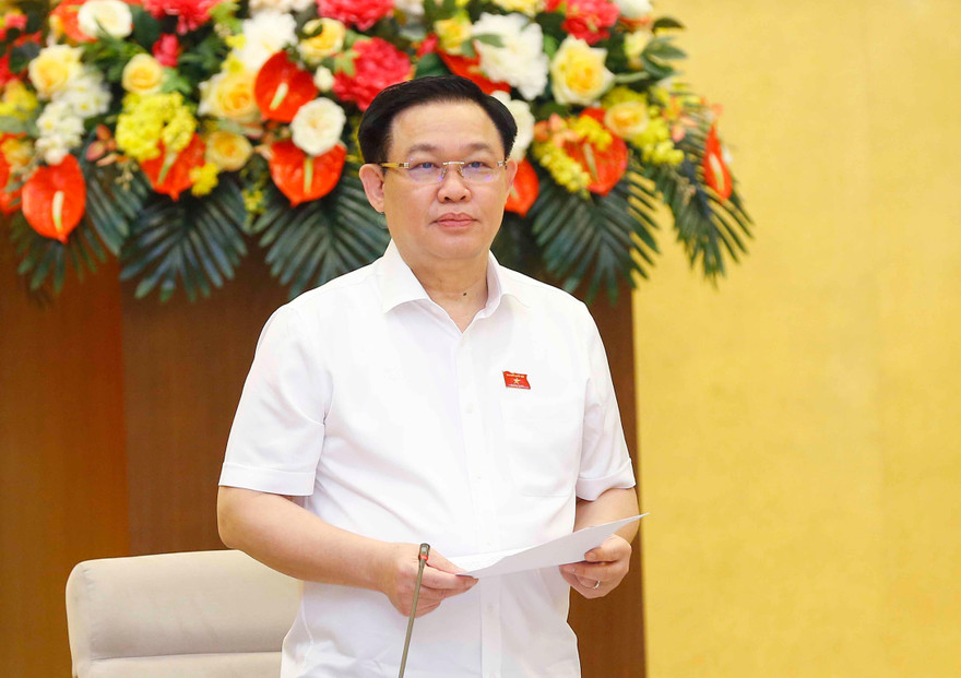 Chủ tịch Quốc hội Vương Đình Huệ phát biểu tại Hội nghị 