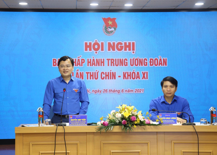 Anh Nguyễn Anh Tuấn, Ủy viên T.Ư Đảng, Bí thư thứ nhất T.Ư Đoàn, Chủ tịch T.Ư Hội LHTN Việt Nam phát biểu khai mạc hội nghị. Ảnh: Lâm Đăng Hải