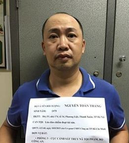 Nguyễn Toàn Thắng tại thời điểm bị bắt giữ