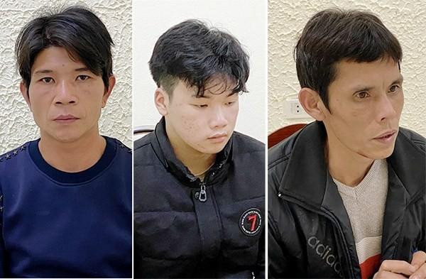 Các đối tượng: Bảo, Công, Thành tại cơ quan điều tra .Ảnh: T. Duyên