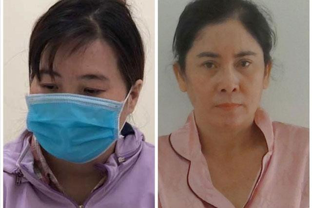 Đối tượng Mận và Loan tại cơ quan công an -Ảnh: TL