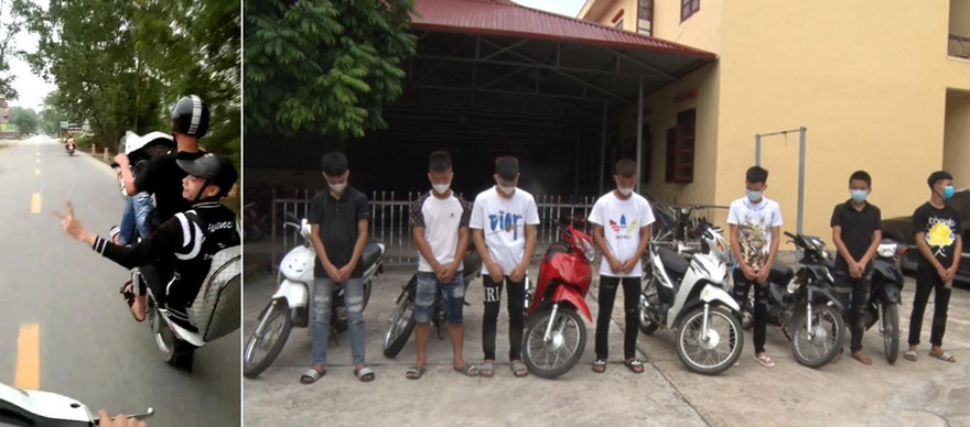 Nhóm thanh niên tụ tập đua xe và khoe "chiến tích" trên mạng -Ảnh: Q. Thăng