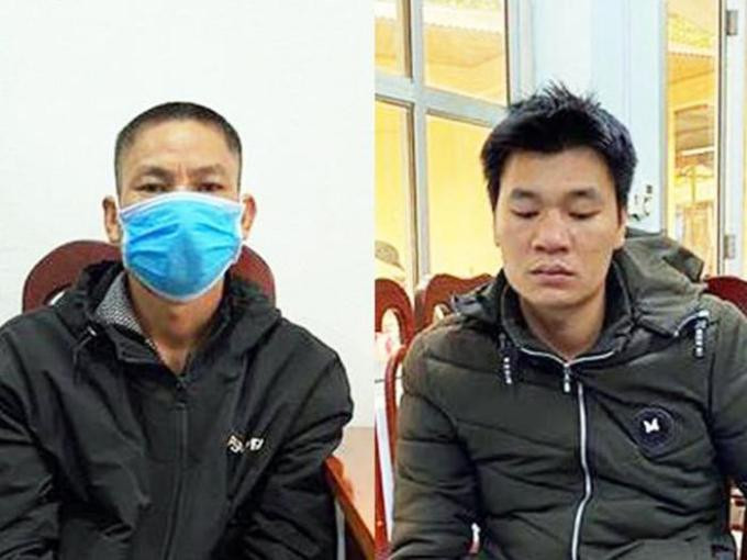 Đối tượng Hướng và Thạch tại cơ quan công an -Ảnh: TL