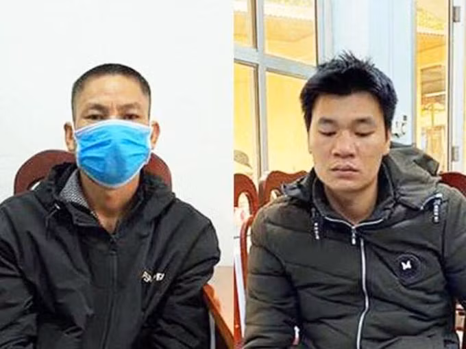 Đối tượng Hướng và Thạch tại cơ quan công an -Ảnh: TL