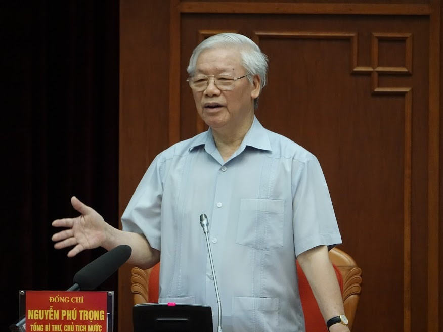 Tổng Bí thư, Chủ tịch nước Nguyễn Phú Trọng tại buổi gặp gỡ đảng viên trẻ. (Ảnh: Như Ý)