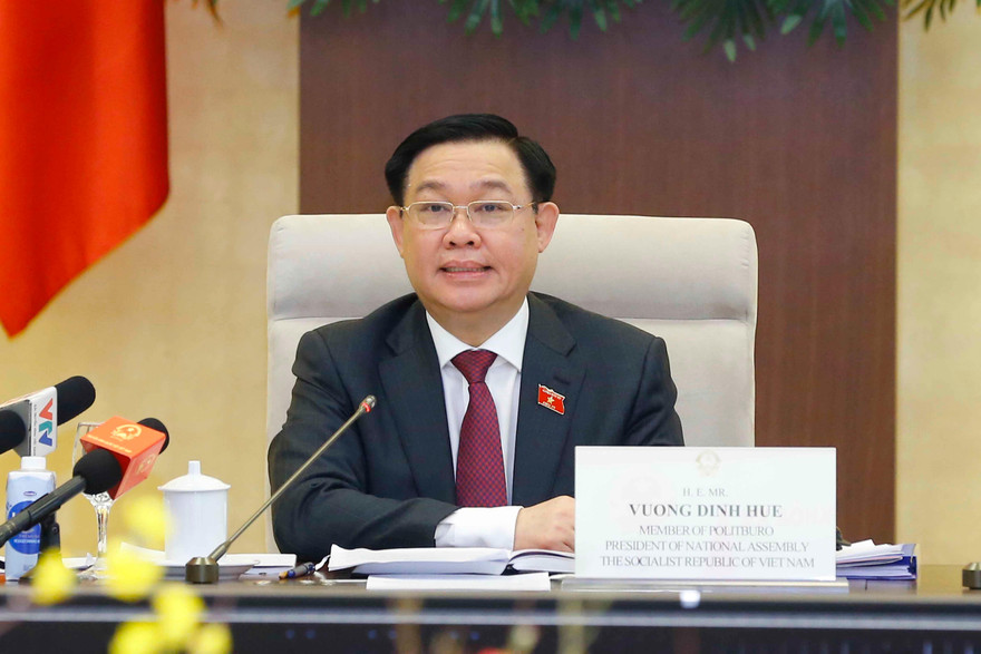 Chủ tịch Quốc hội Vương Đình Huệ tại buổi làm việc trực tuyến với Đoàn đại biểu cấp cao Hội đồng Kinh doanh Hoa Kỳ - ASEAN