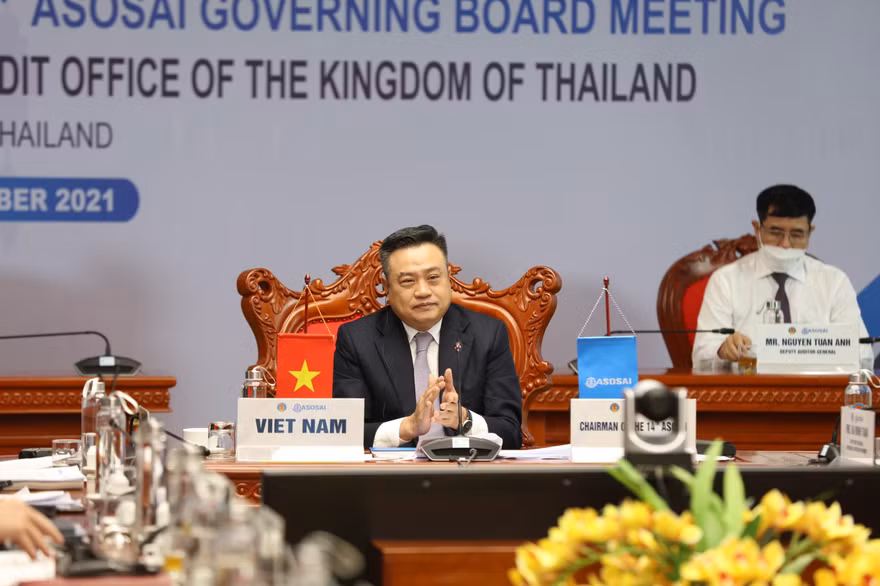 Tổng Kiểm toán nhà nước (KTNN) Việt Nam chủ trì cuộc họp Ban điều hành ASOSAI. Ảnh Như Ý