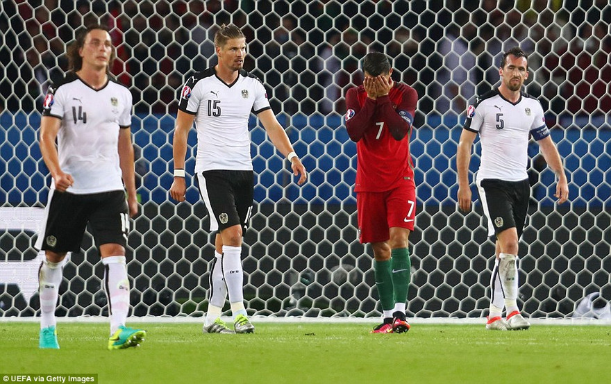Ronaldo "tịt ngòi" liên tiếp trong 2 trận đấu ở EURO 2016.