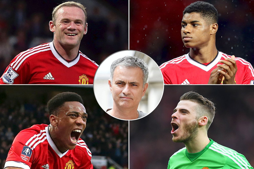 David De Gea, Anthony Martial, Marcus Rashford và Wayne Rooney.