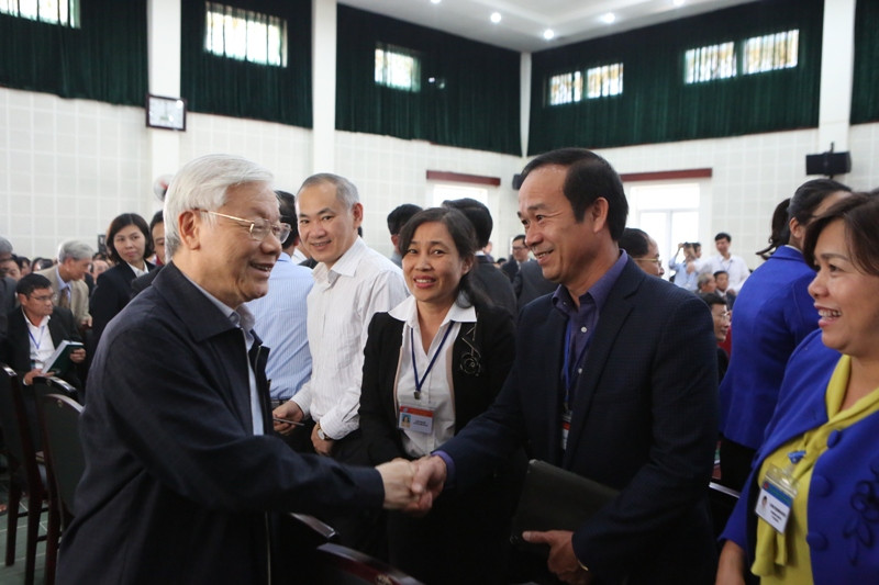 Tổng Bí thư Nguyễn Phú Trọng tại buổi tiếp xúc cử tri chiều 6/12. Ảnh Như Ý