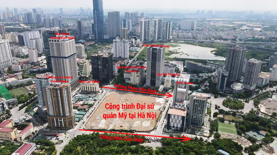 Cận cảnh ô đất 4 mặt tiền xây dựng công trình Đại sứ quán Mỹ tại Hà Nội